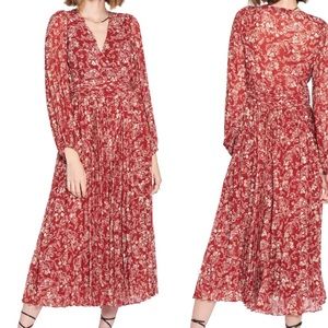 Paisley Long Sleeve Pleated Dress from En Saison. Size XS.